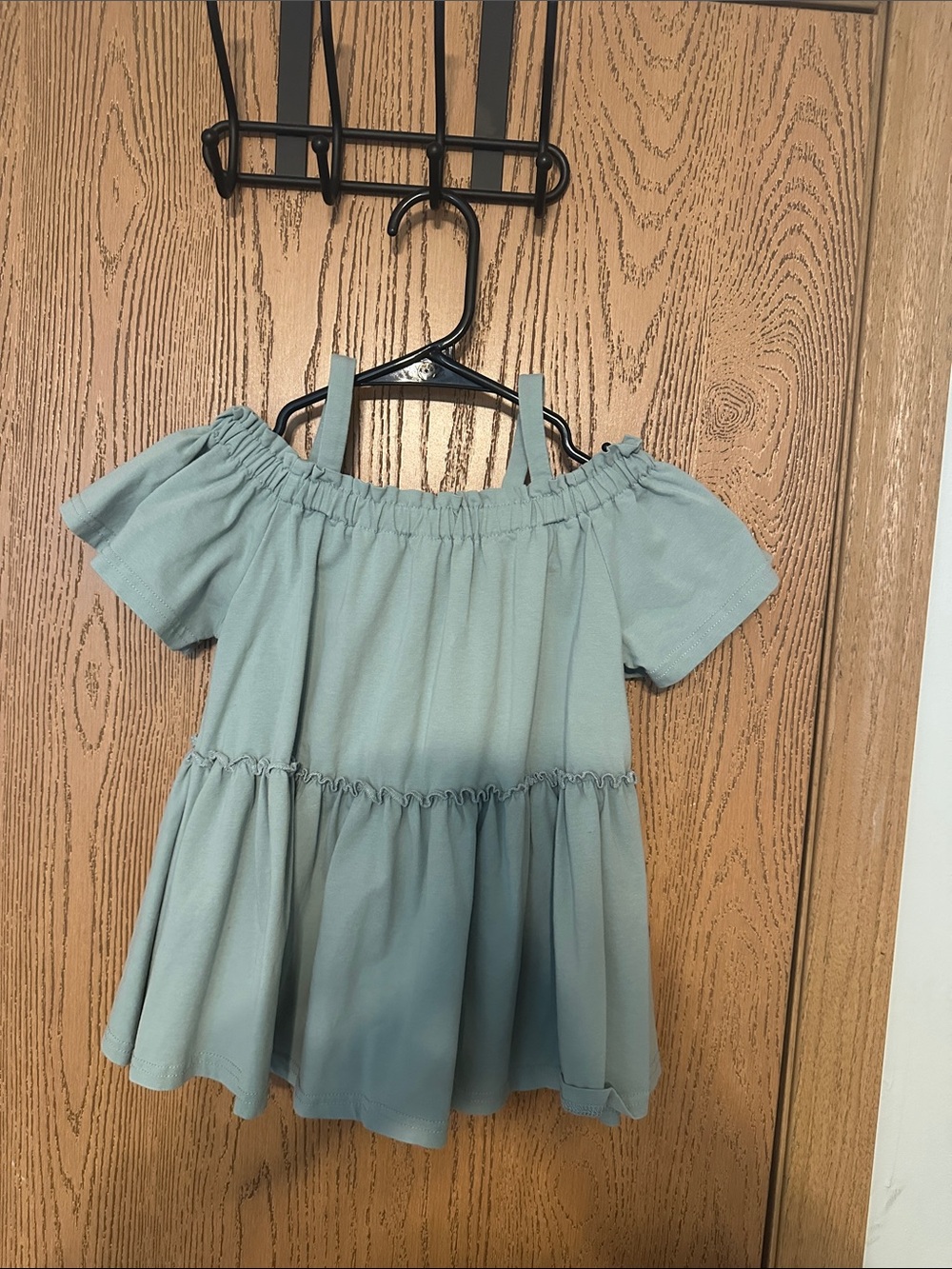 SPARKLE IN PINK (6X) Sage Green Off-Shoulder Ruffle Top
